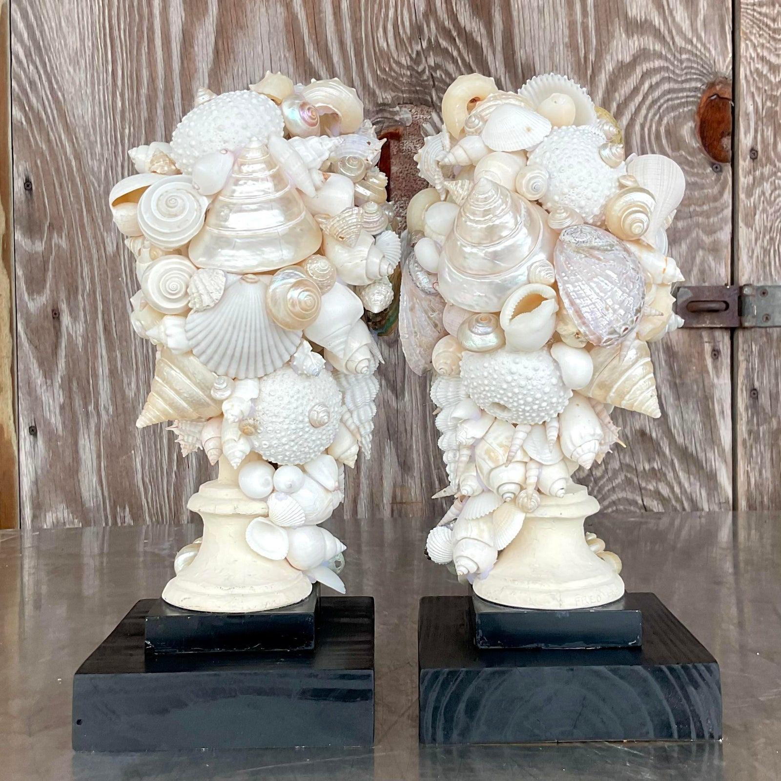 Early 21st Century Coastal Shell Bust of Women - a Pair For Sale 4