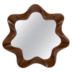 Espejo de madera de fresno grande con flores de principios del siglo XXI