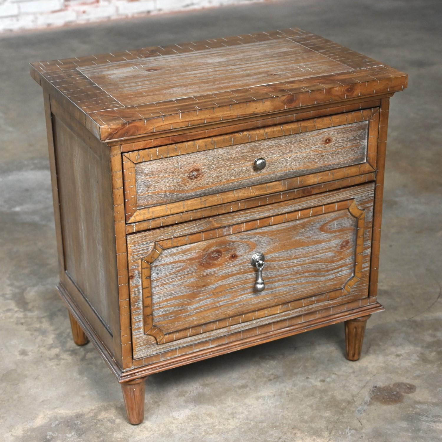 Early 21st Century French Country Rustic Mahogany Nightstand End Table Cabinet 6