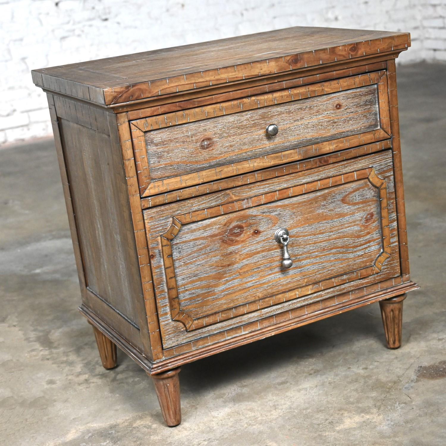 Early 21st Century French Country Rustic Mahogany Nightstand End Table Cabinet For Sale 11