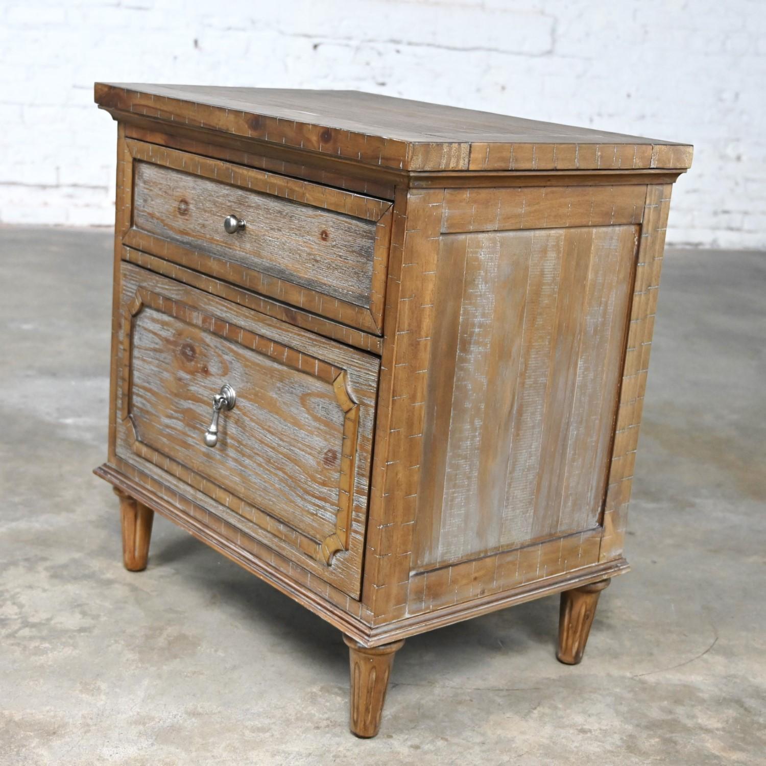 Early 21st Century French Country Rustic Mahogany Nightstand End Table Cabinet 1