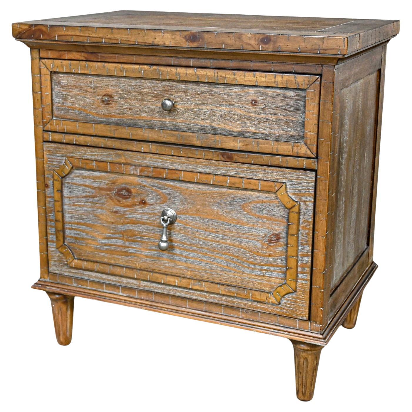 Early 21st Century French Country Rustic Mahogany Nightstand End Table Cabinet