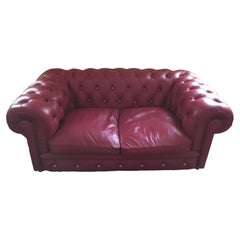 Early 21st Century Italy Chester Bordeaux Leather Baroque Sofa by Poltrona Frau