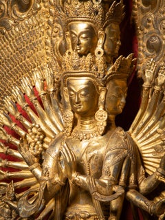 Early 21st century Large bronze Avalokiteshvara statue from China