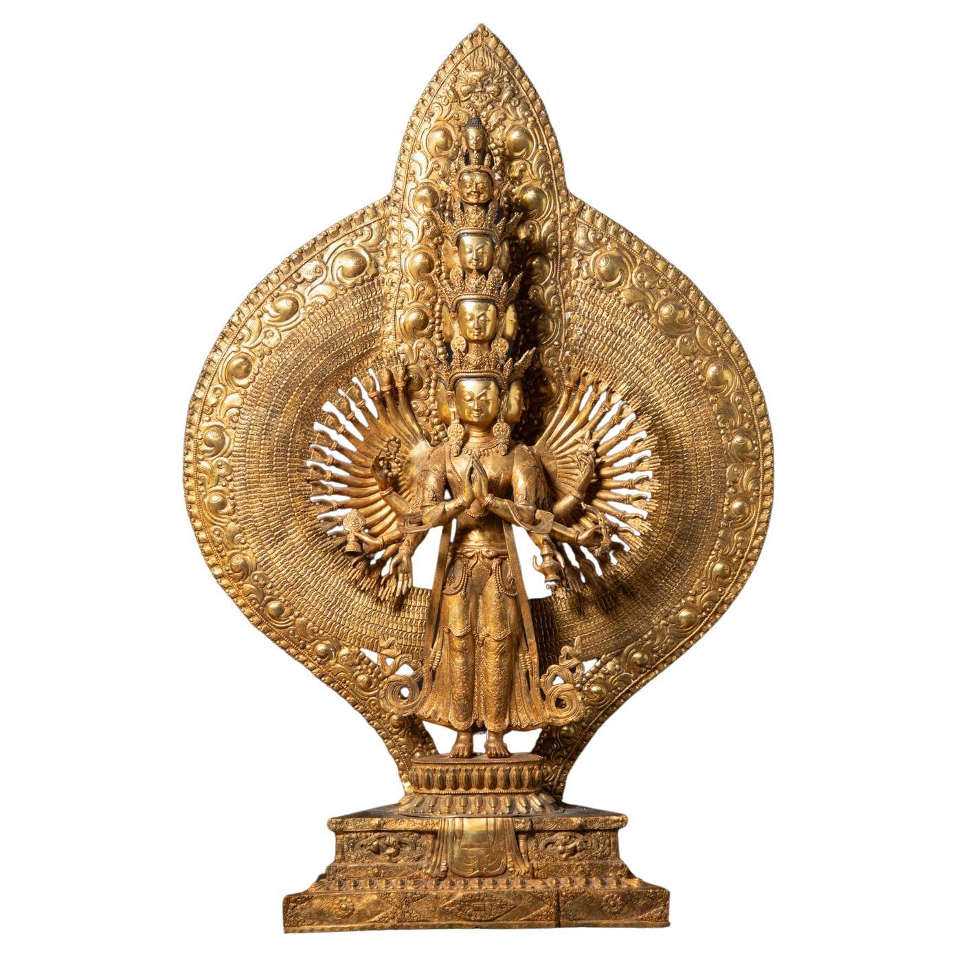 Early 21st century Large bronze Chinese Avalokiteshvara statue from China