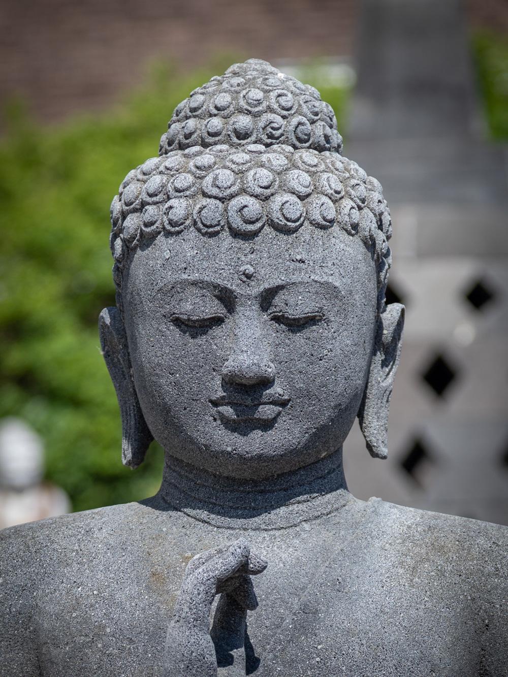 Early 21st century lavastone Buddha statue from Indonesia  OriginalBuddhas For Sale 4
