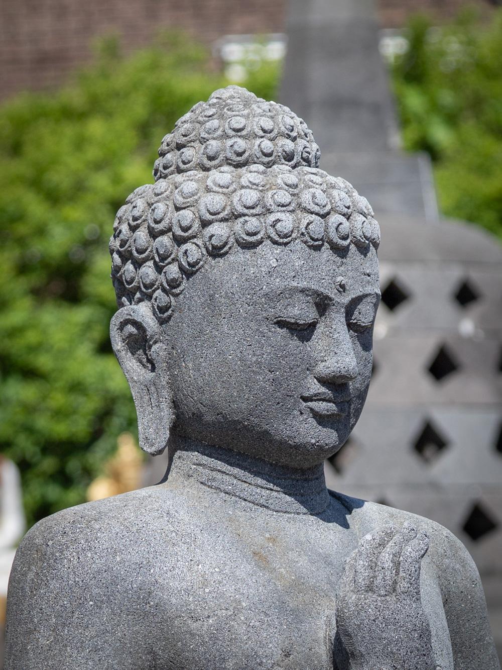 Early 21st century lavastone Buddha statue from Indonesia  OriginalBuddhas For Sale 5