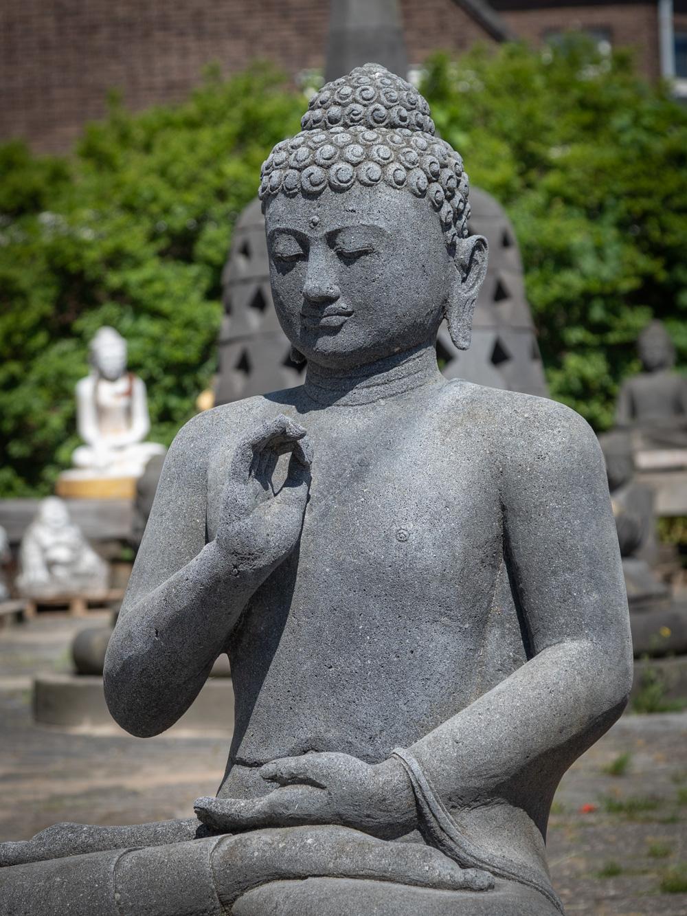 Early 21st century lavastone Buddha statue from Indonesia  OriginalBuddhas For Sale 6
