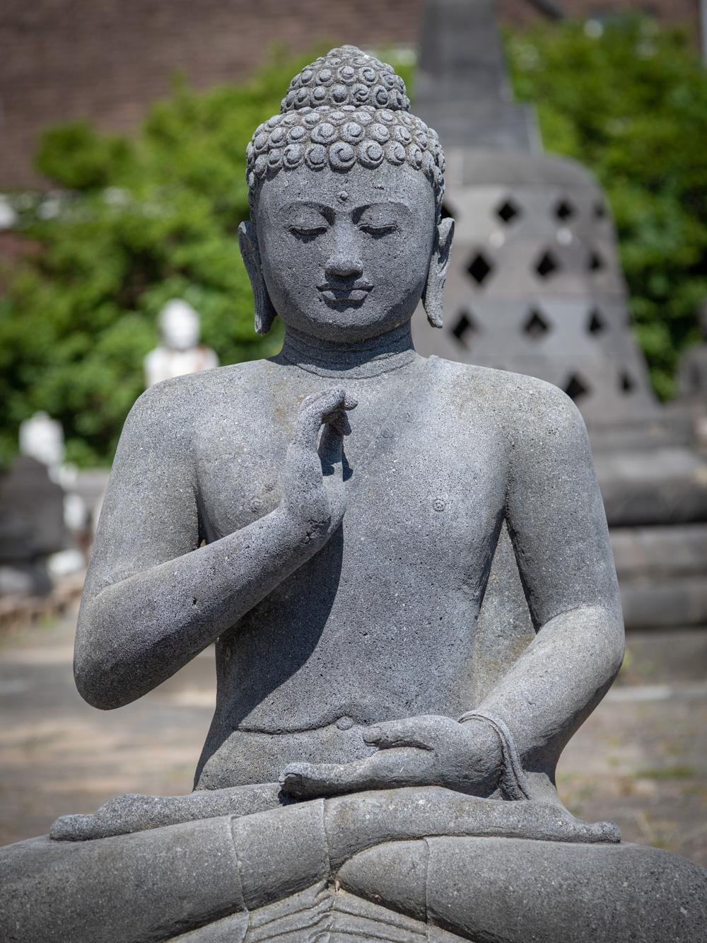 Early 21st century lavastone Buddha statue from Indonesia  OriginalBuddhas For Sale 7
