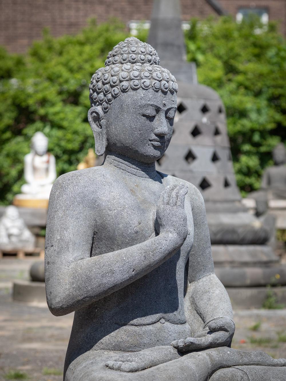 Early 21st century lavastone Buddha statue from Indonesia  OriginalBuddhas For Sale 8