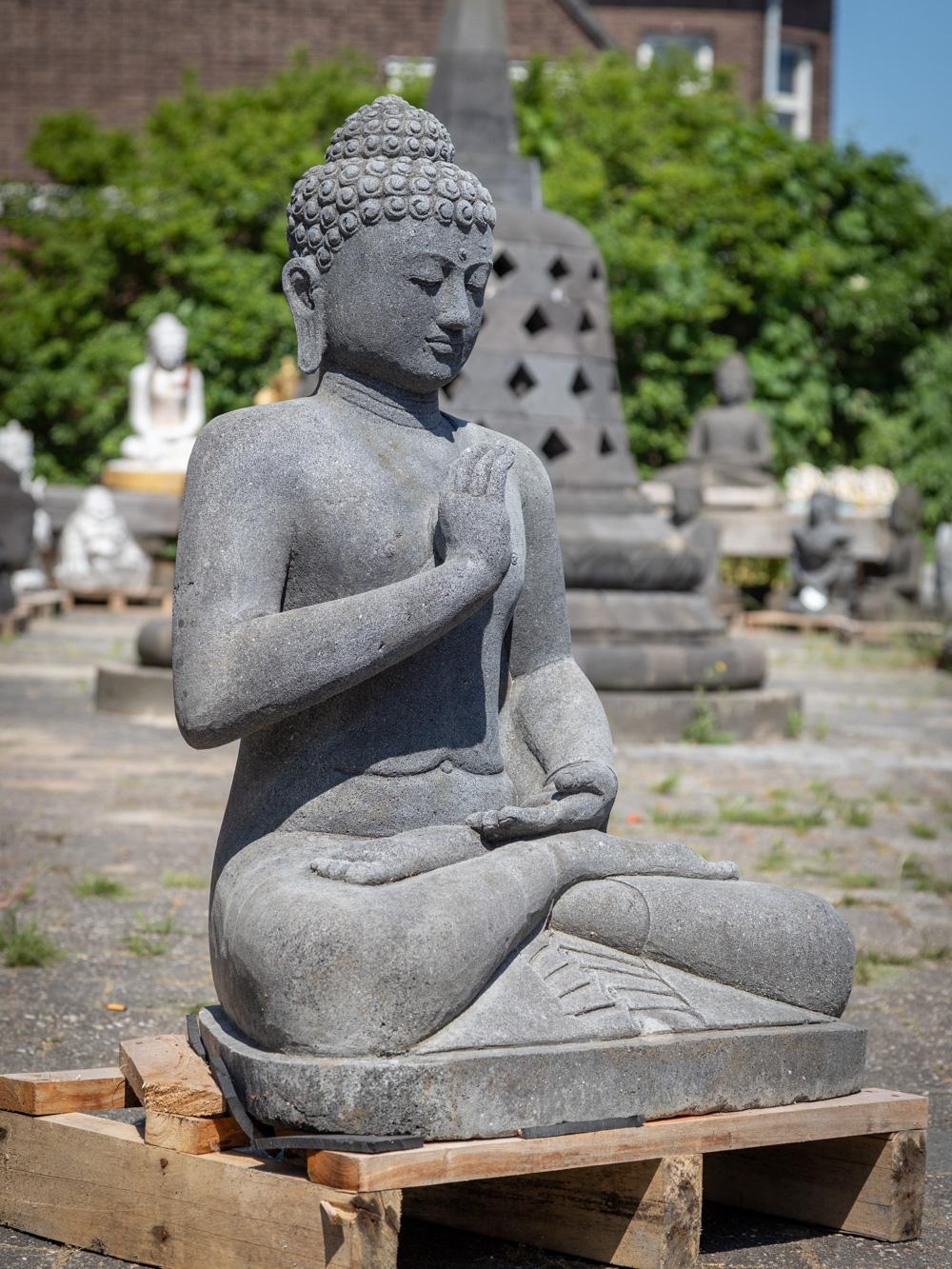 Early 21st century lavastone Buddha statue from Indonesia  OriginalBuddhas For Sale 9