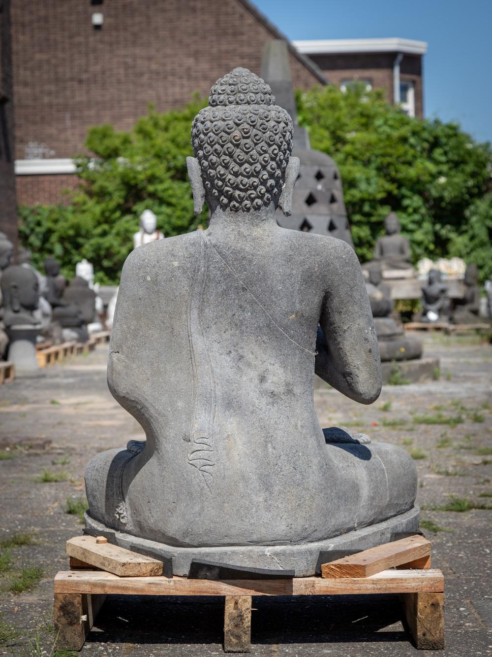 Early 21st century lavastone Buddha statue from Indonesia  OriginalBuddhas For Sale 11