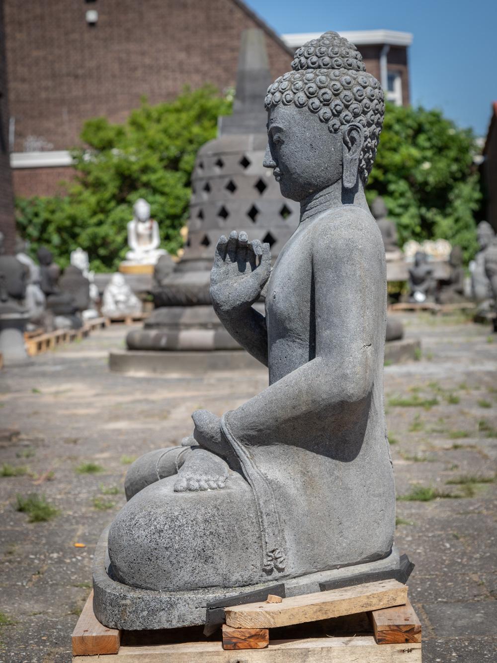 Early 21st century lavastone Buddha statue from Indonesia  OriginalBuddhas For Sale 12