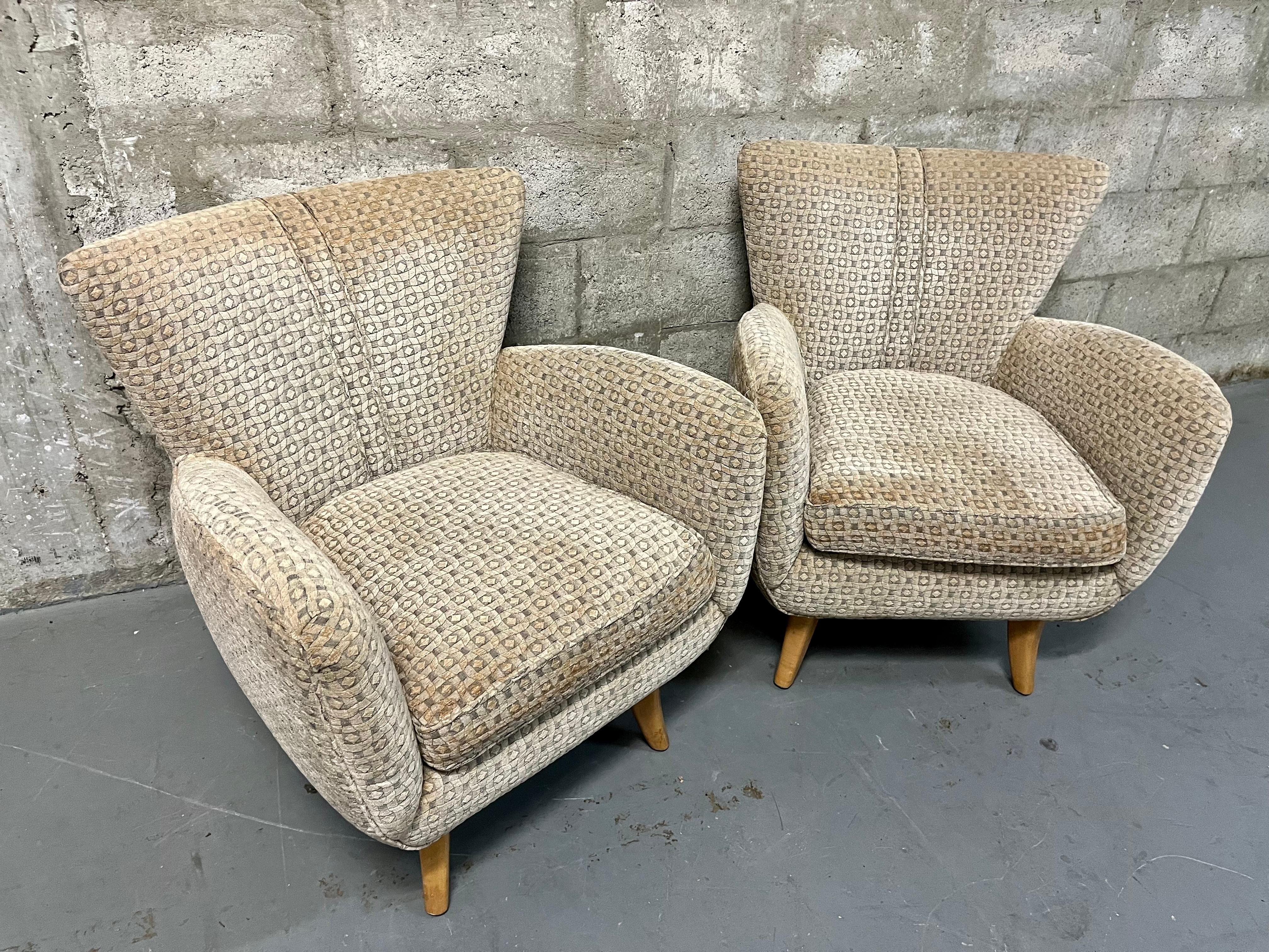 Mid-Century Modern Early 21st Century Lounge Chairs by Nancy Corzine in the Ernst Schawdron Style
