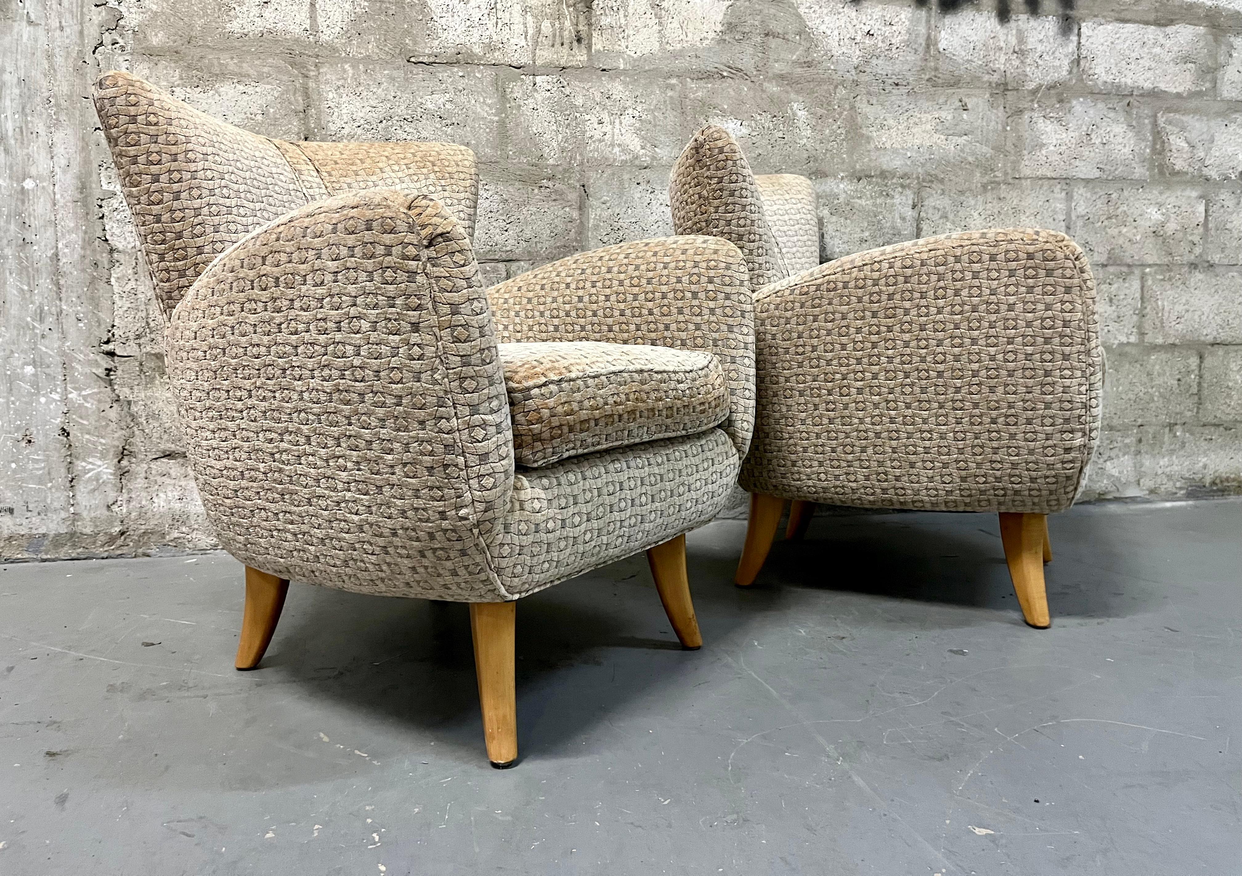 Upholstery Early 21st Century Lounge Chairs by Nancy Corzine in the Ernst Schawdron Style