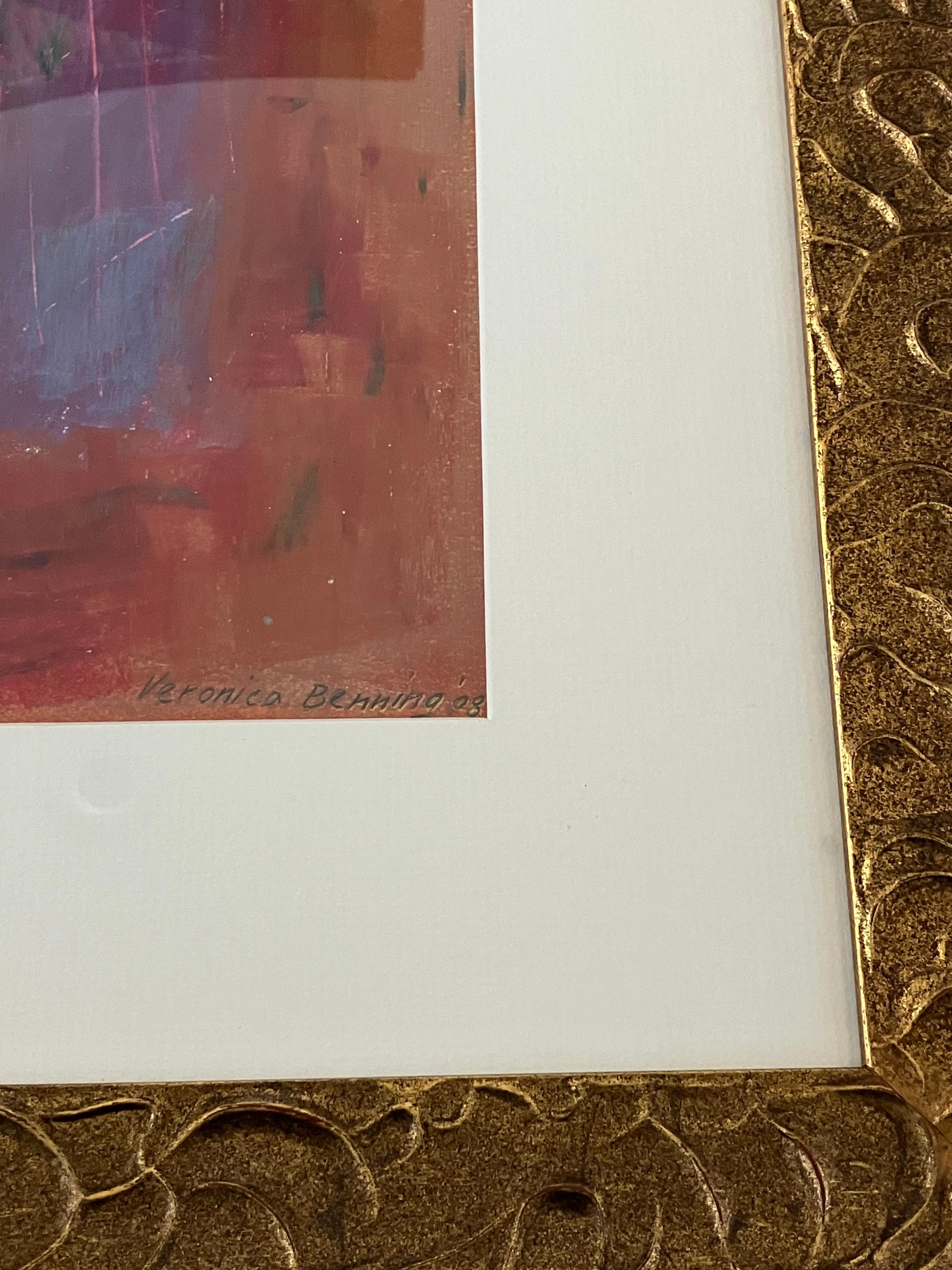 Contemporary Early 21st Century Purple Alstro Bouquet II Pastel Abstract by Veronica Benning For Sale