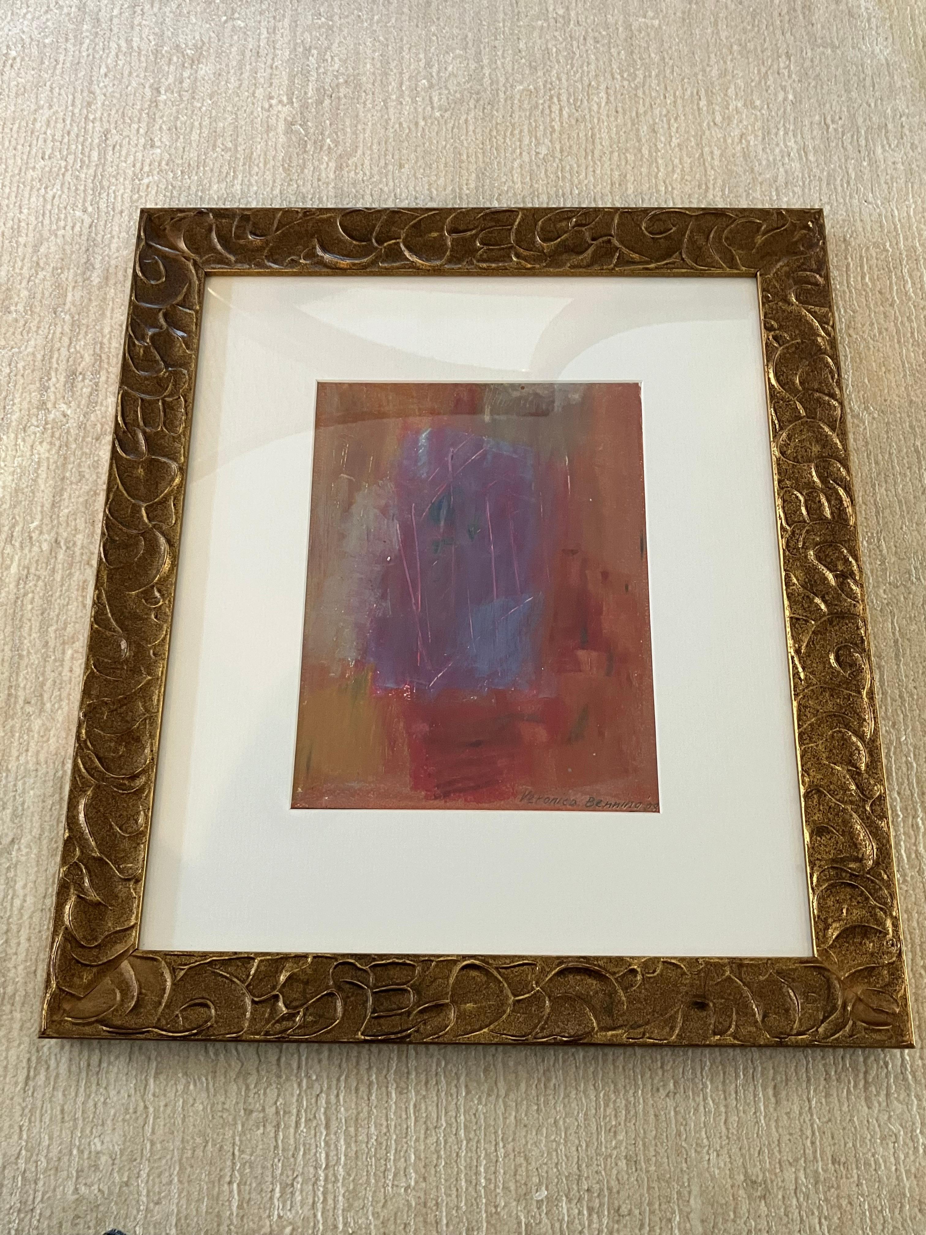 Paper Early 21st Century Purple Alstro Bouquet II Pastel Abstract by Veronica Benning For Sale