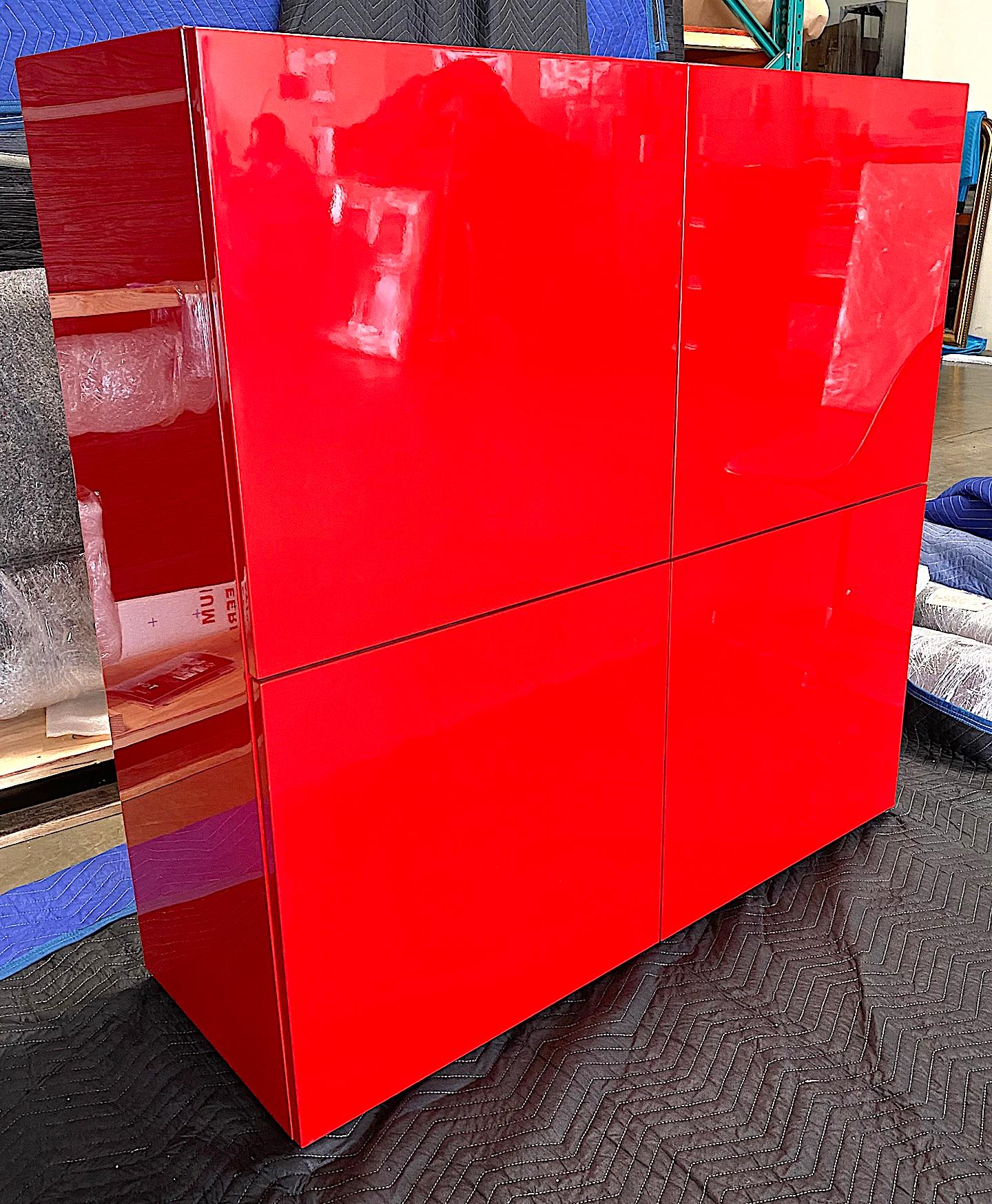 Italian Early 21st Century Red Lacquer Bar/Cabinet, Piero Lissoni