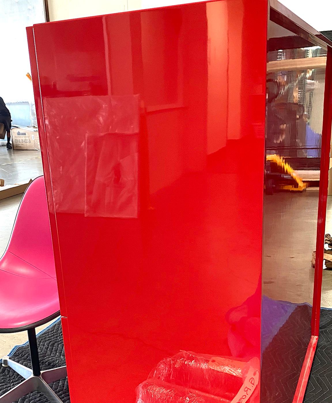 Early 21st Century Red Lacquer Bar/Cabinet, Piero Lissoni In Good Condition In Los Angeles, CA