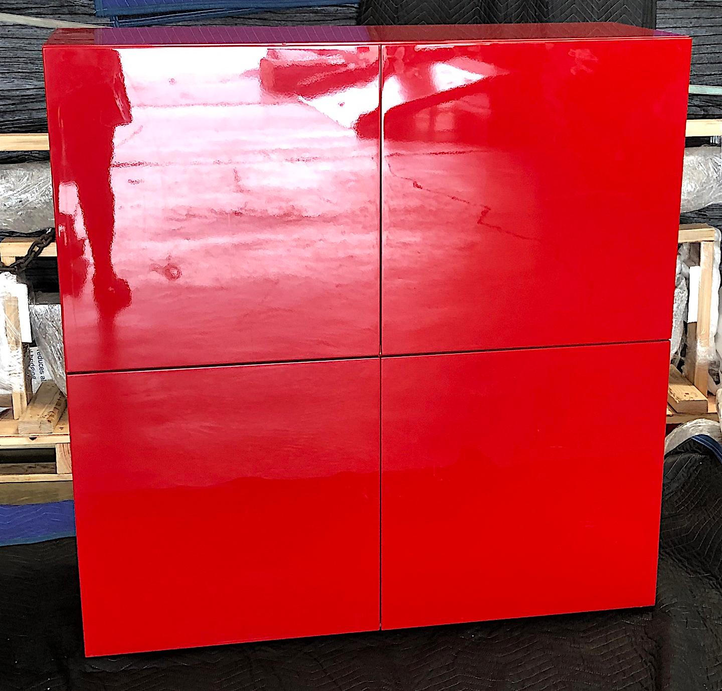 Modern Early 21st Century Red Lacquer Bar/Cabinet, Piero Lissoni