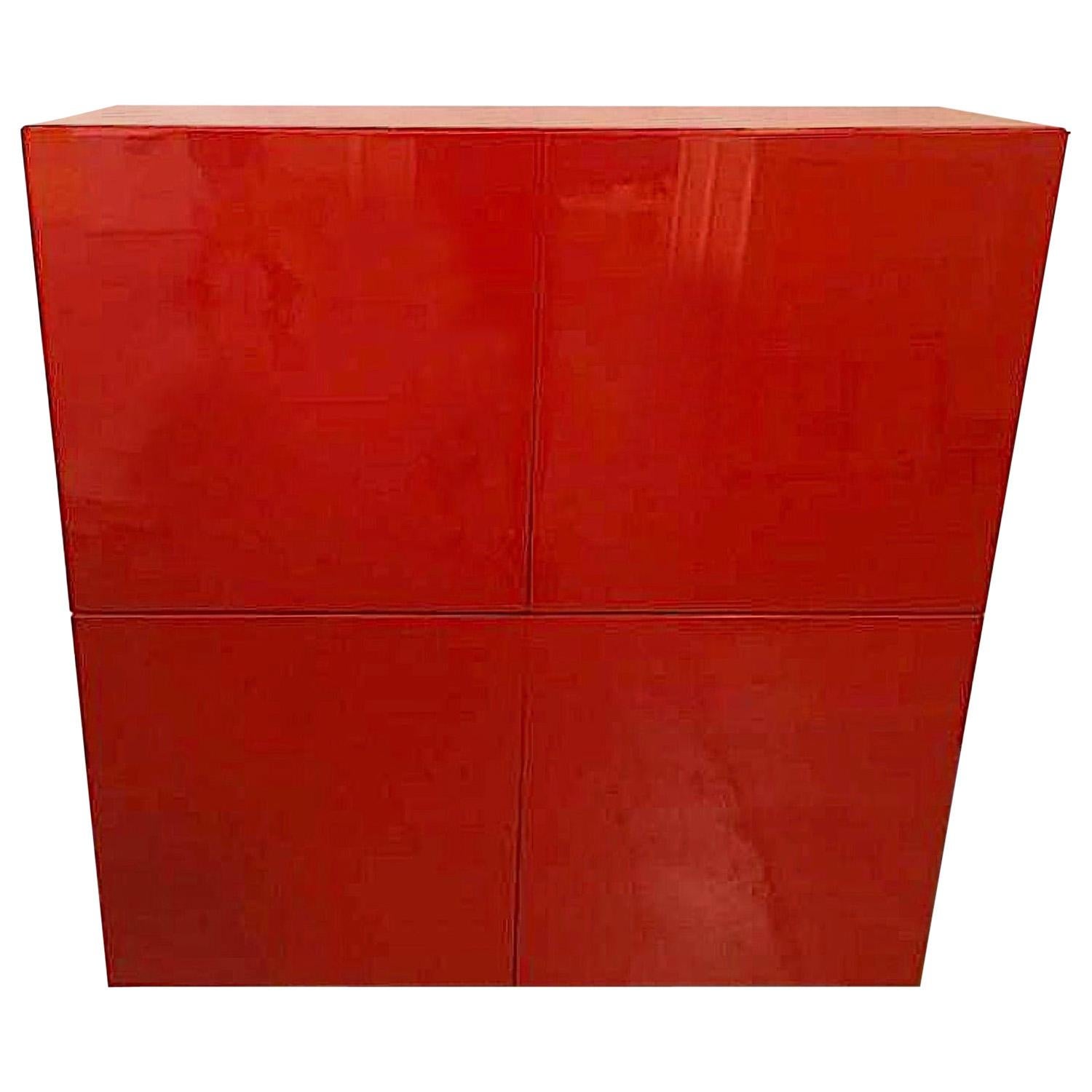 Early 21st Century Red Lacquer Bar/Cabinet, Piero Lissoni