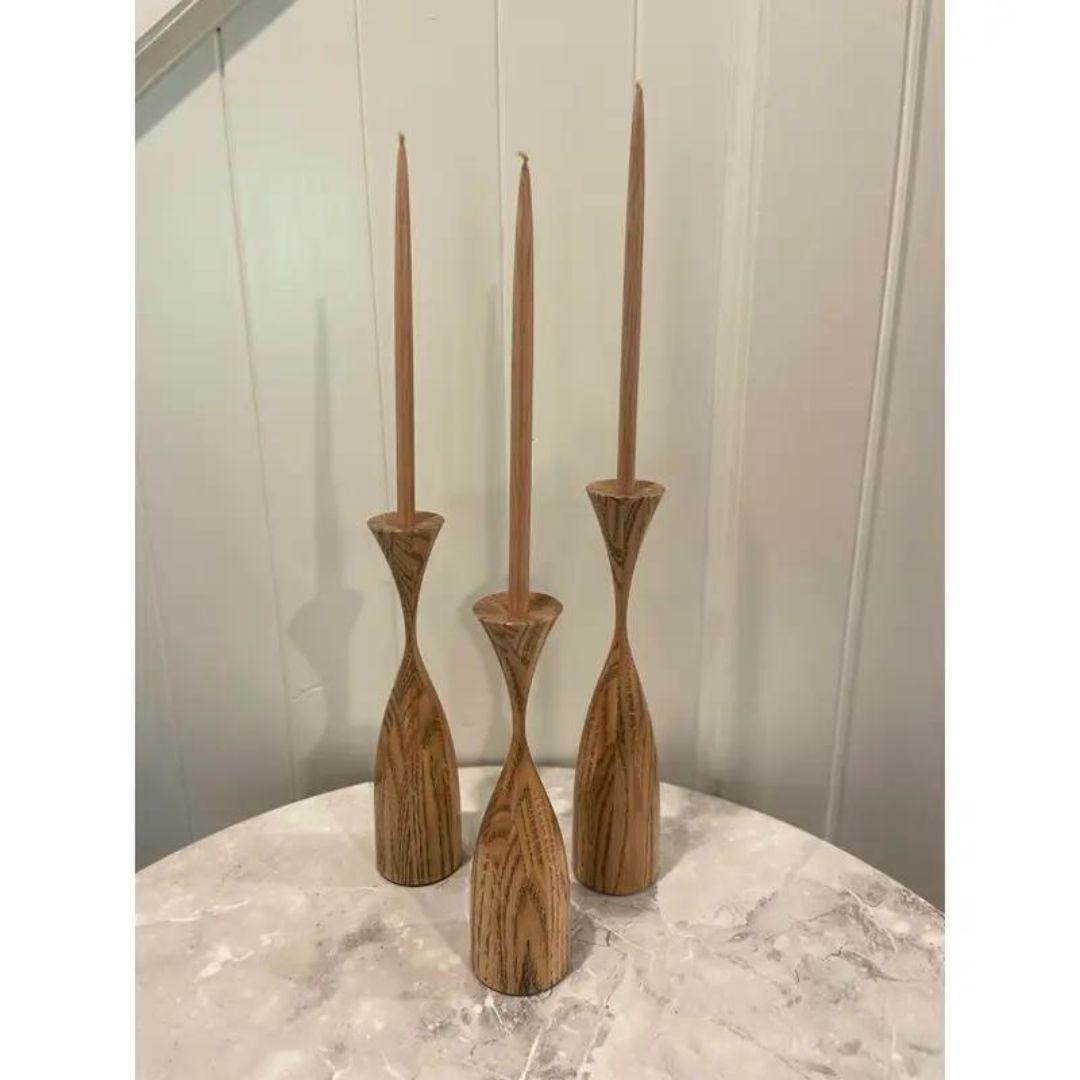 Contemporary Early 21st Century Sculptural Hand Turned Wood Candlesticks by Artist Robert Ros For Sale