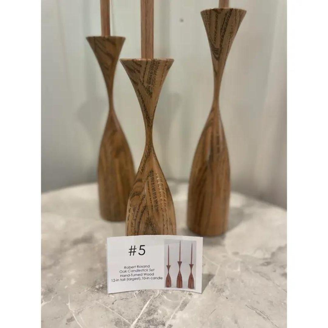 Early 21st Century Sculptural Hand Turned Wood Candlesticks by Artist Robert Ros For Sale 1