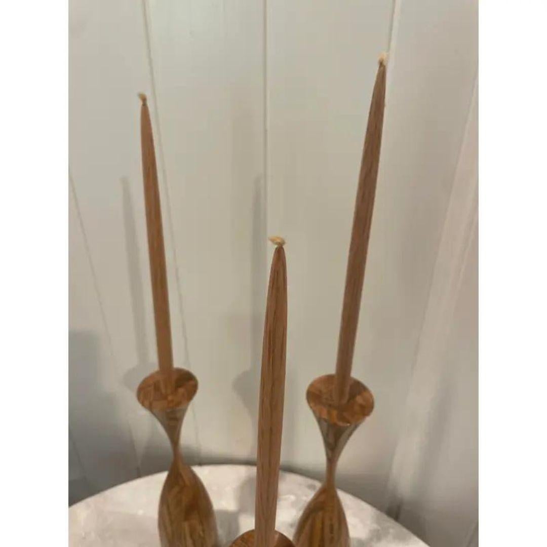 Early 21st Century Sculptural Hand Turned Wood Candlesticks by Artist Robert Ros For Sale 2