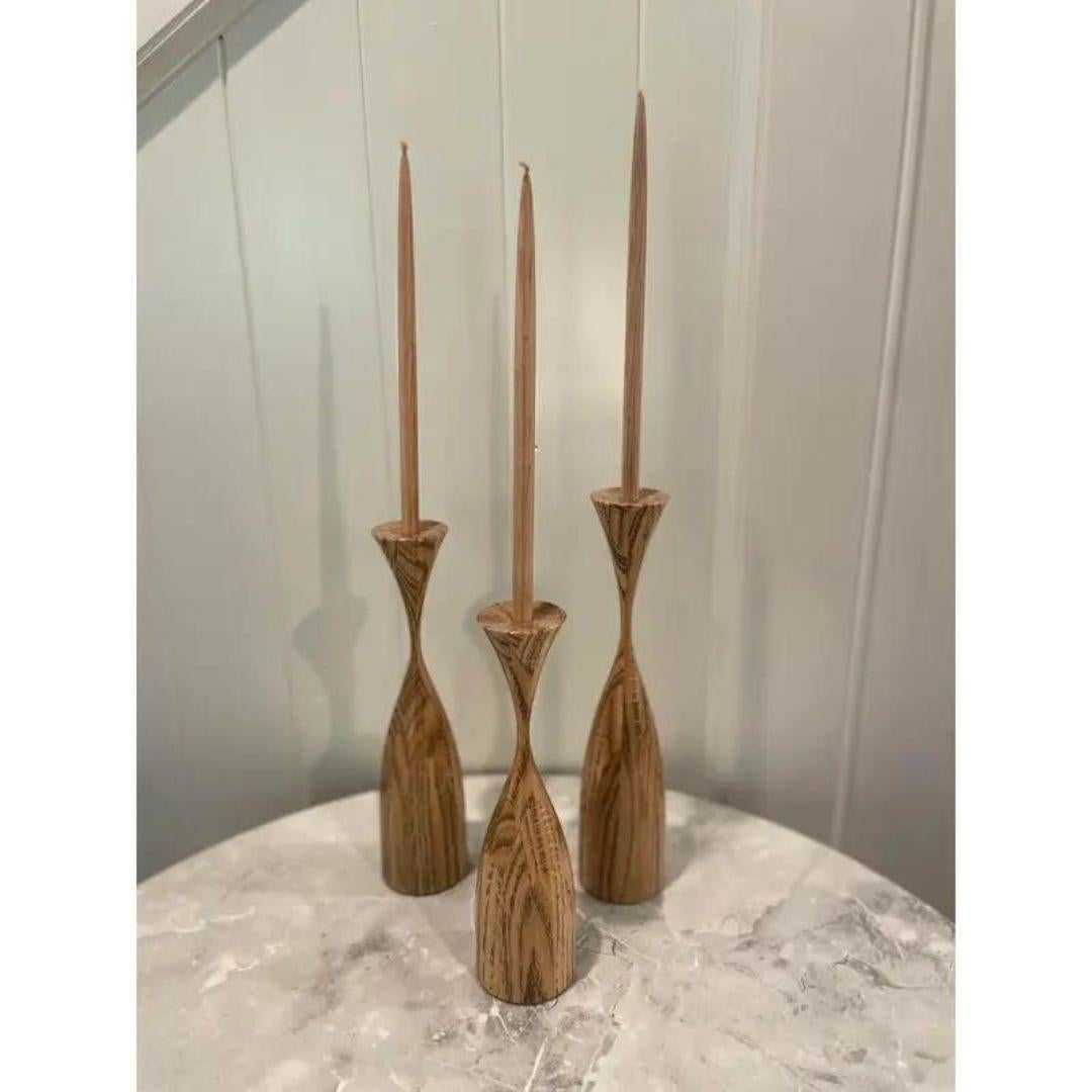Early 21st Century Sculptural Hand Turned Wood Candlesticks by Artist Robert Ros For Sale 3