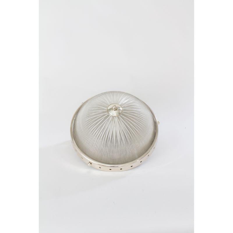 Contemporary Early 21st Century Silver Half Bowl Holophane Flush Mount Fixture For Sale