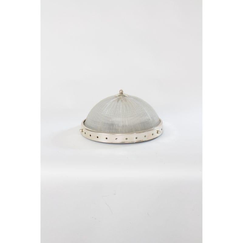 Early 21st Century Silver Half Bowl Holophane Flush Mount Fixture For Sale 2