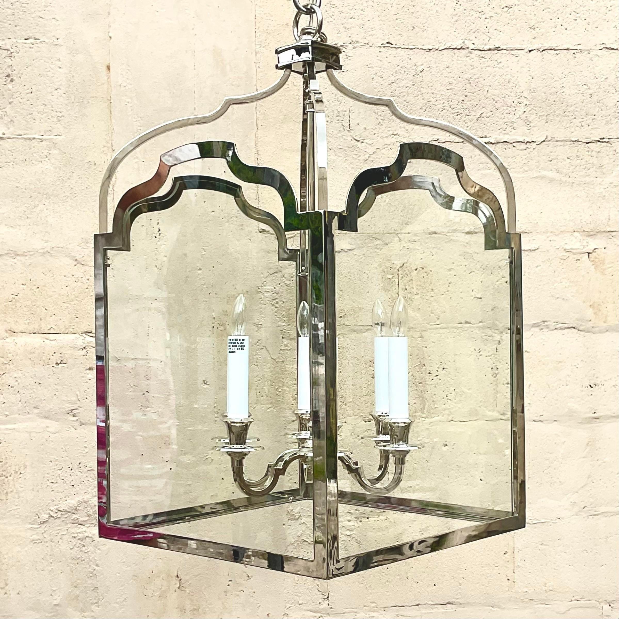 American Early 21st Century Visual Comfort Regency Chrome Lantern For Sale