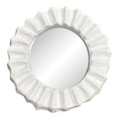 Early 21st Century White Ruffle Frame Mirror