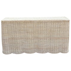 Early 21st Century Wicker Rattan Scalloped Console Table