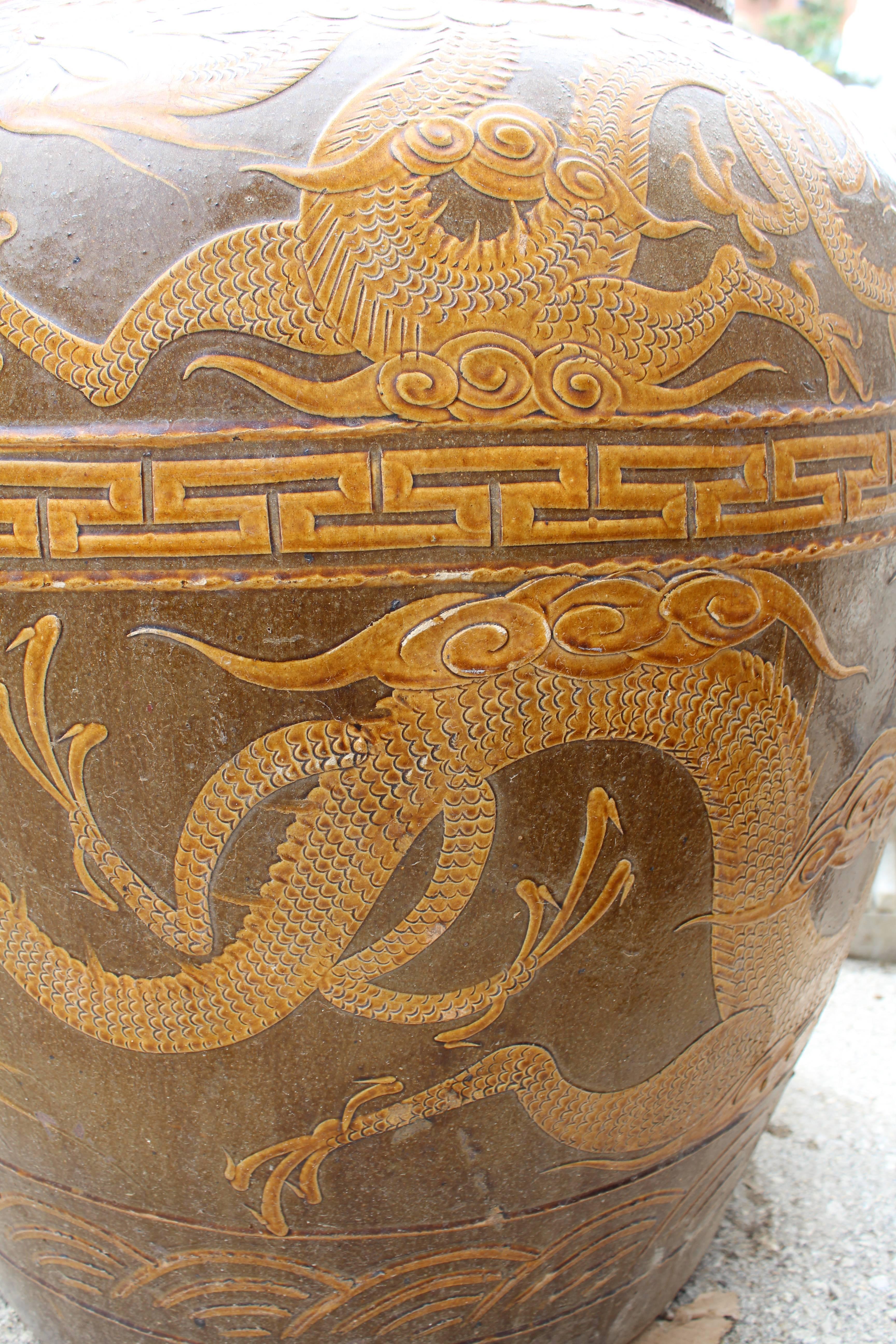 Early 20th Century Oriental Glazed Ceramic Planter 3