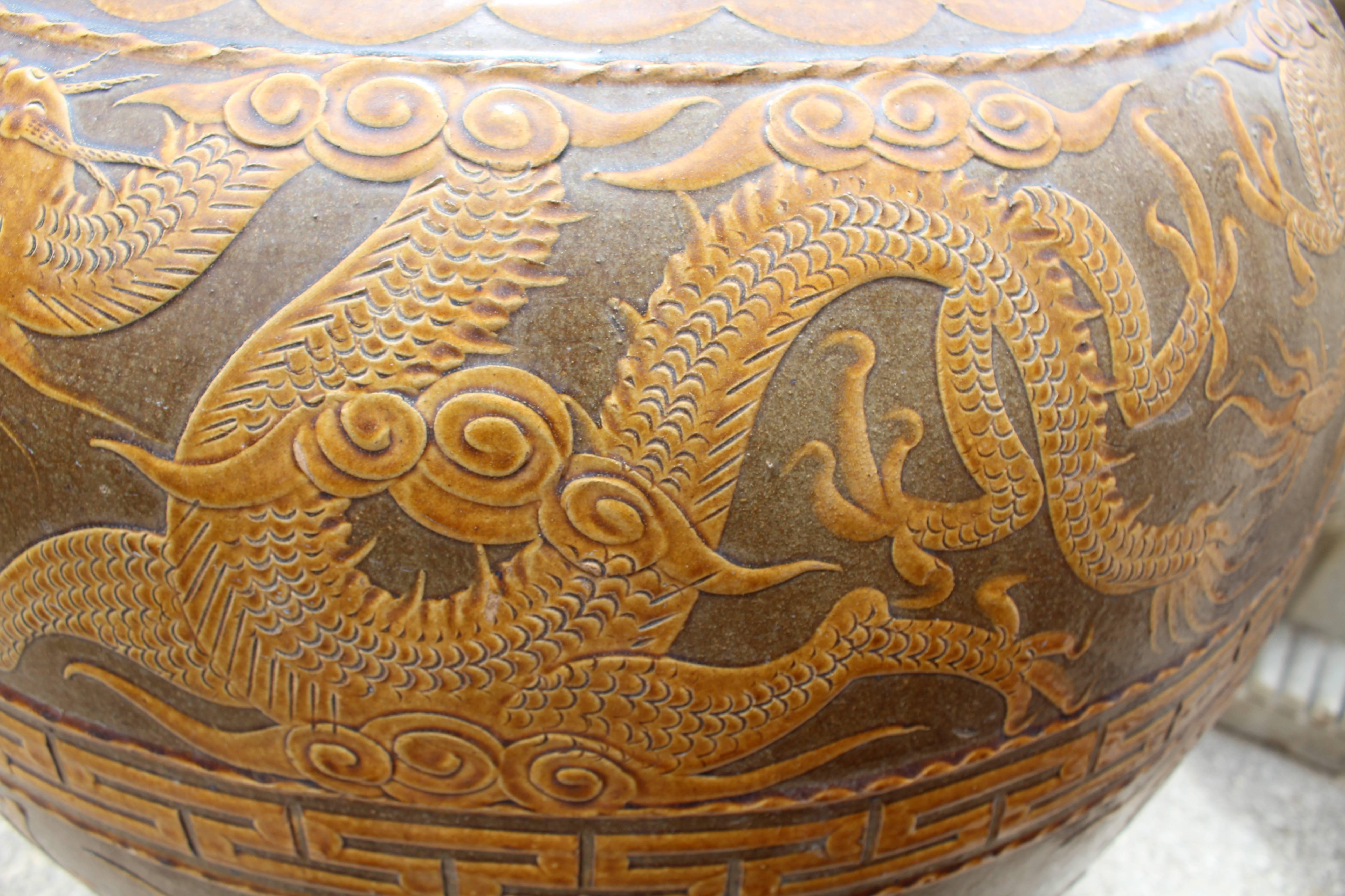 Early 20th Century Oriental Glazed Ceramic Planter 4