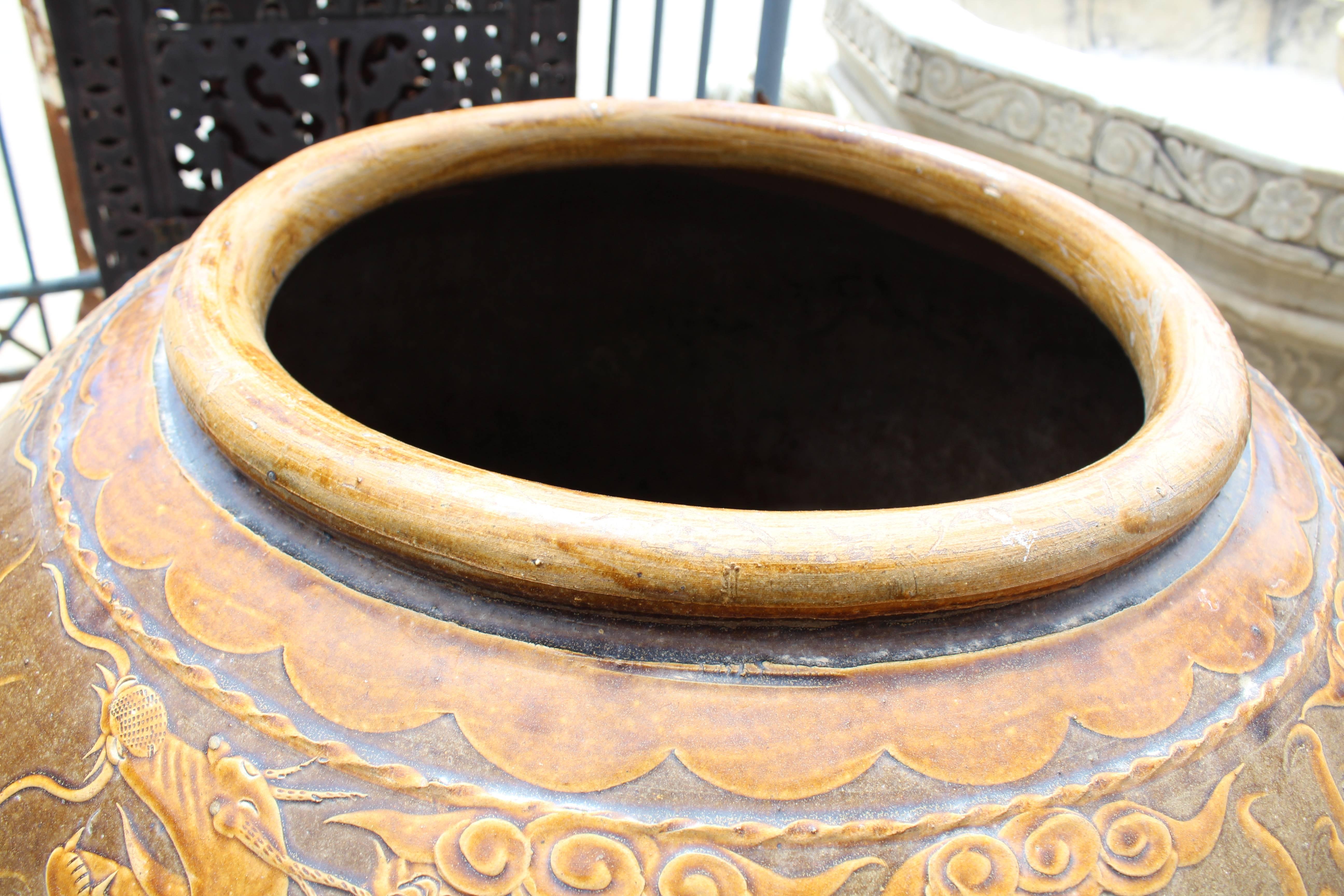 Early 20th Century Oriental Glazed Ceramic Planter 5