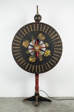 Early Carnival Midway 7.5 Foot Tall Game Wheel Monterey with Gooseneck Light