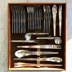 Early 77 Pc. Set of Arne Jacobsen for Anton Michelsen Flatware, Circa 1958