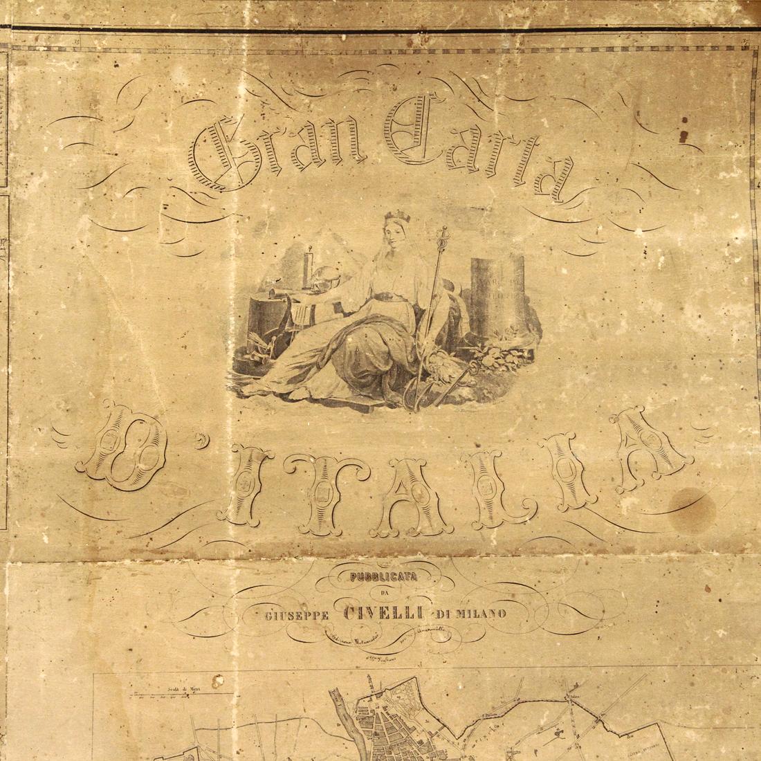 Early ‘900 map of ‘Gran Carta d’Italia’ by Stabilimento Giuseppe Civelli 5