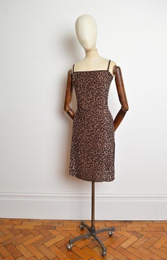 Early 90s Dolce & Gabbana leopard print strappy slip dress