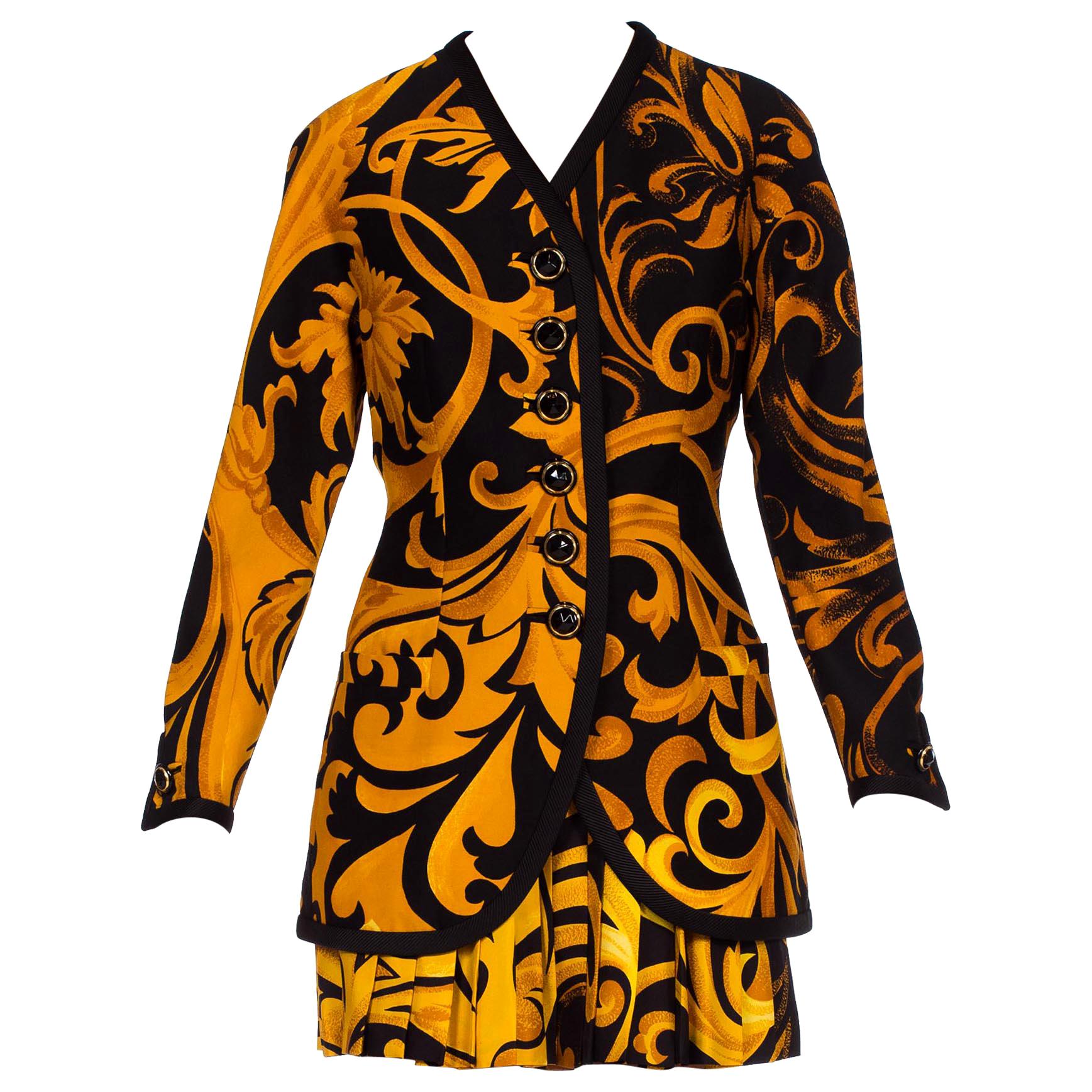 Early 90s Gianni Versace Baroque Silk Shirt 
Wool Jacket