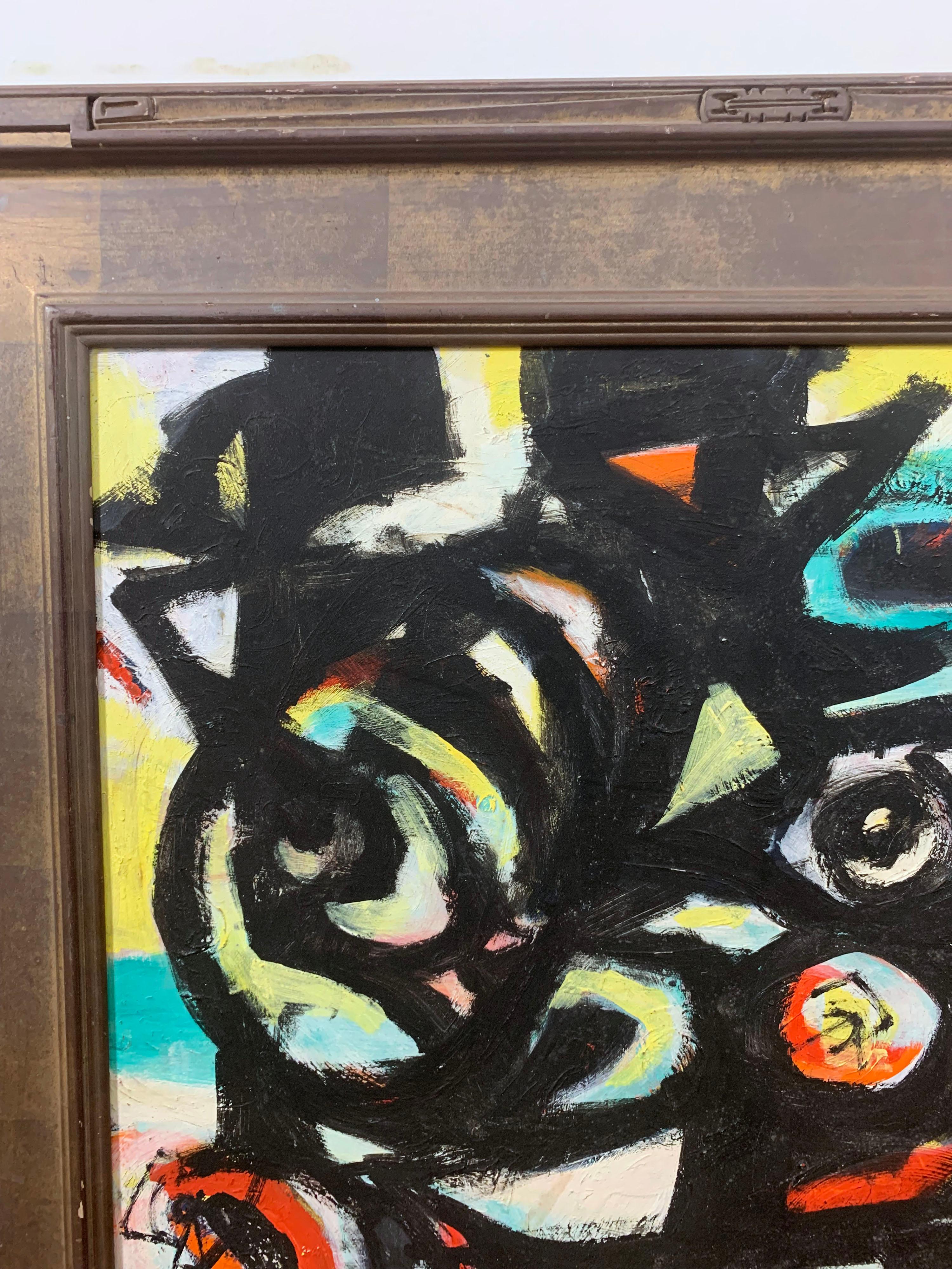 Mid-Century Modern Early Abstract Expressionist Norman Gorbaty Oil Painting, circa 1950s For Sale