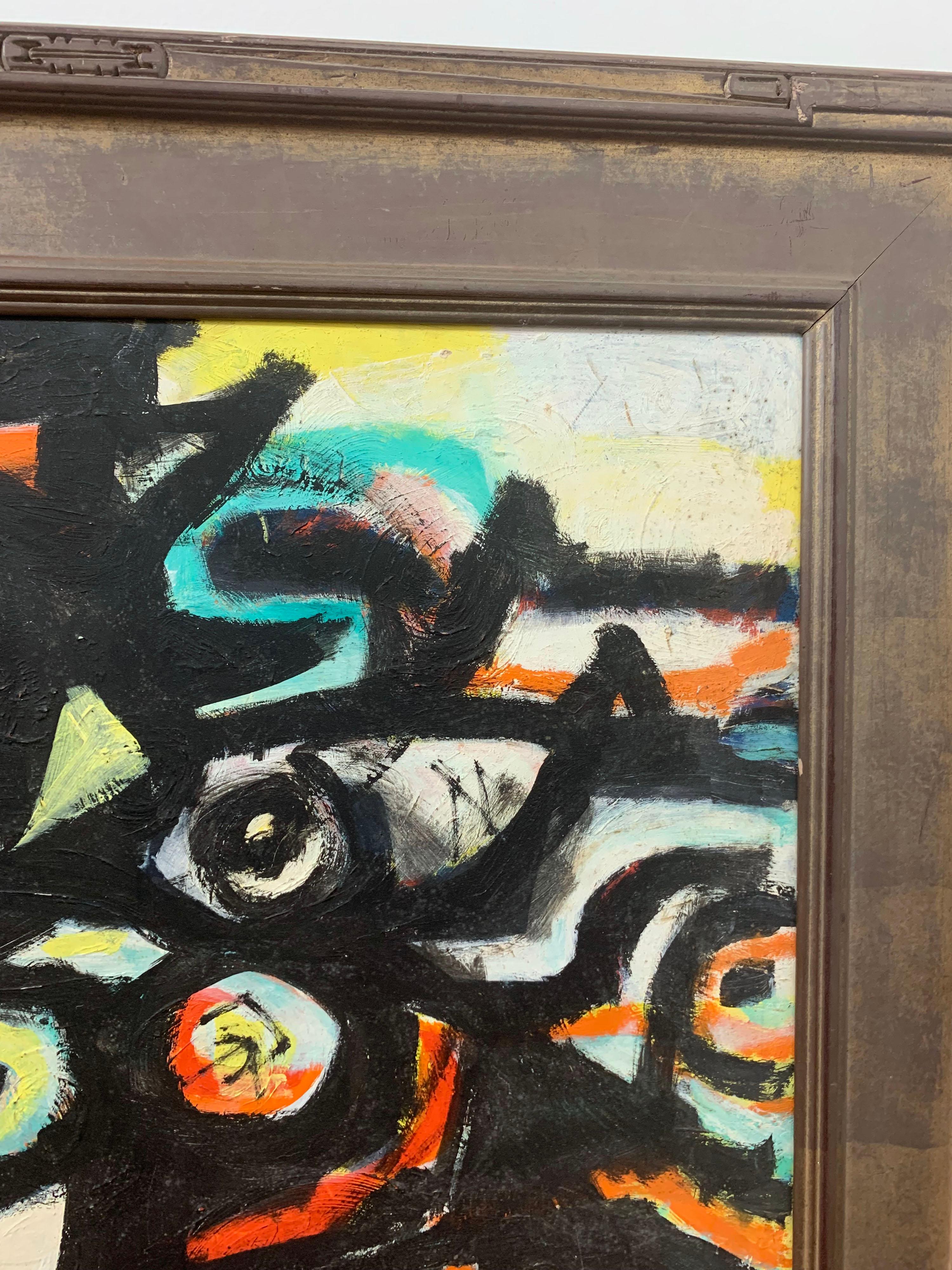 Américain Peinture à l'huile de l'expressionniste abstrait Norman Gorbaty, vers les années 1950 en vente