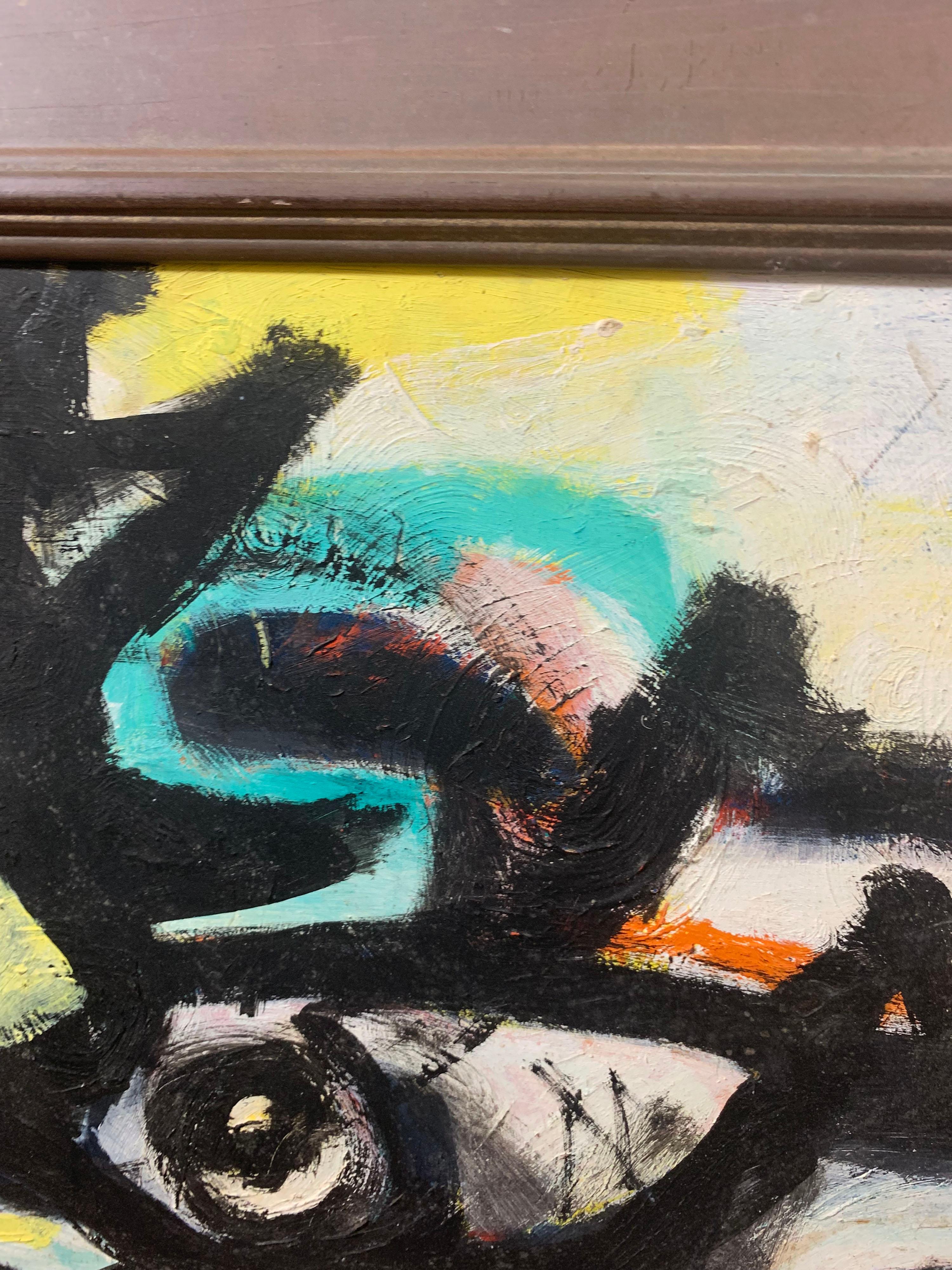 Metà XX secolo Pittura ad olio del primo espressionista astratto Norman Gorbaty, anni '50 circa in vendita