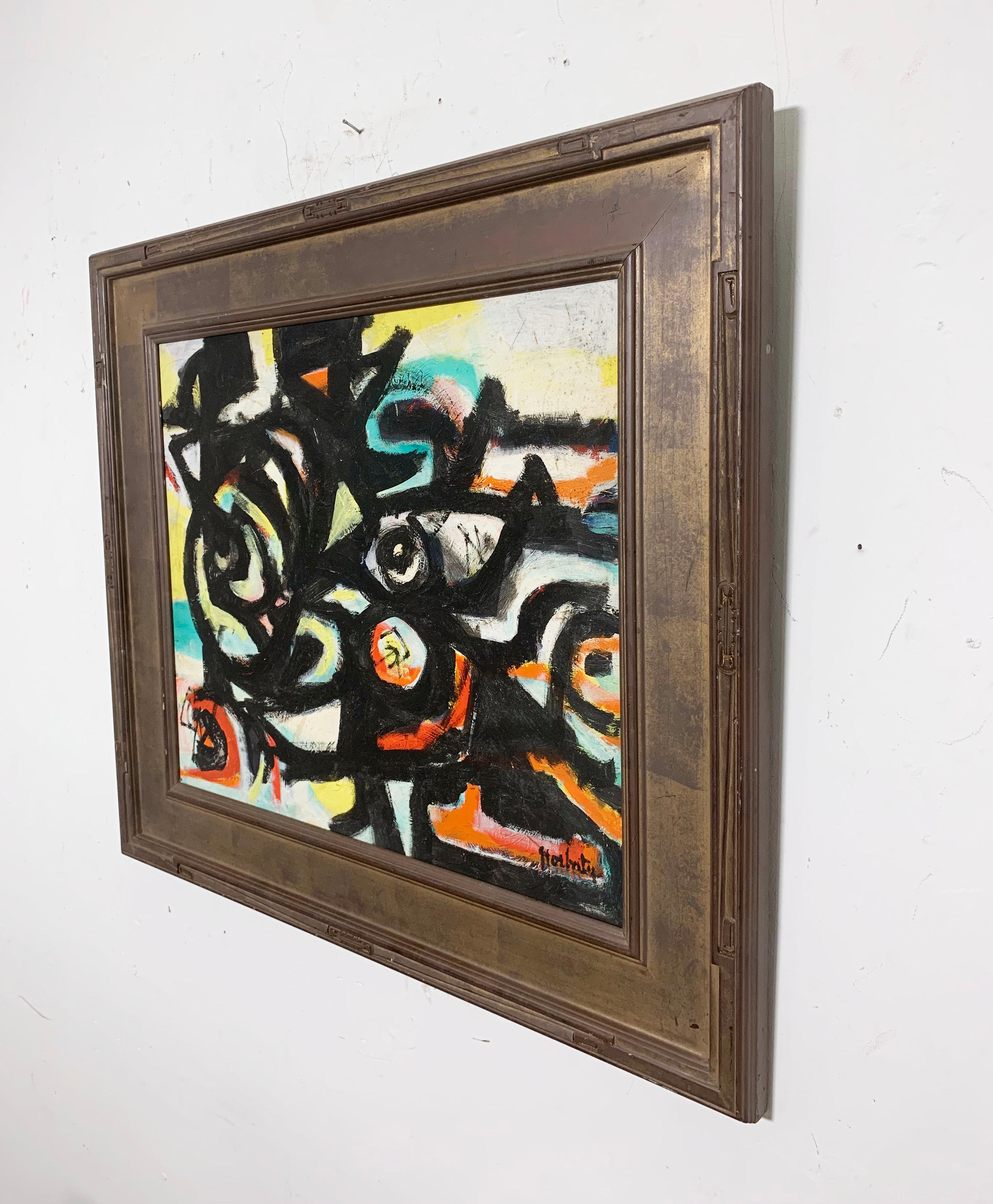 Peinture à l'huile de l'expressionniste abstrait Norman Gorbaty, vers les années 1950 en vente 2