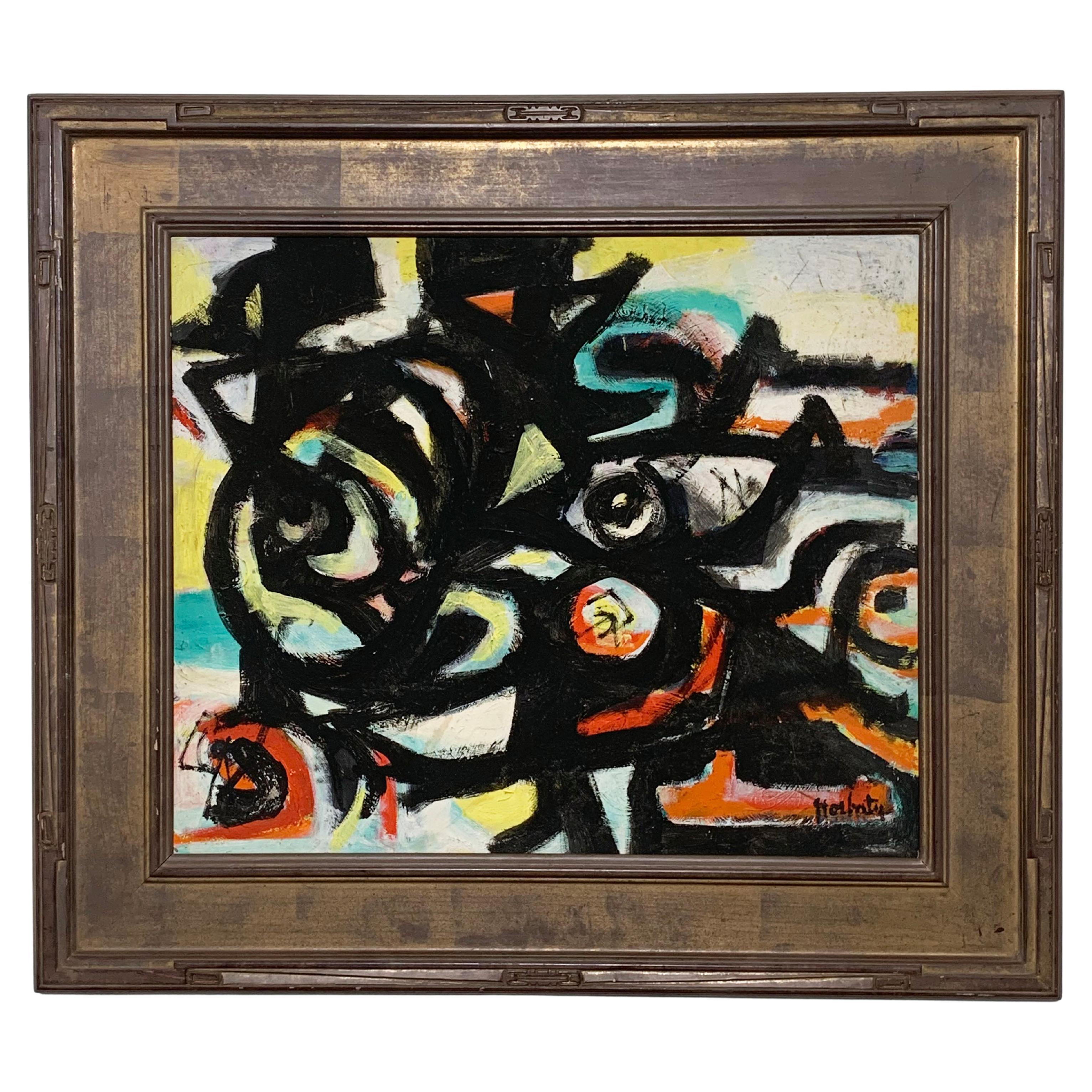 Early Abstract Expressionist Norman Gorbaty Oil Painting, circa 1950s