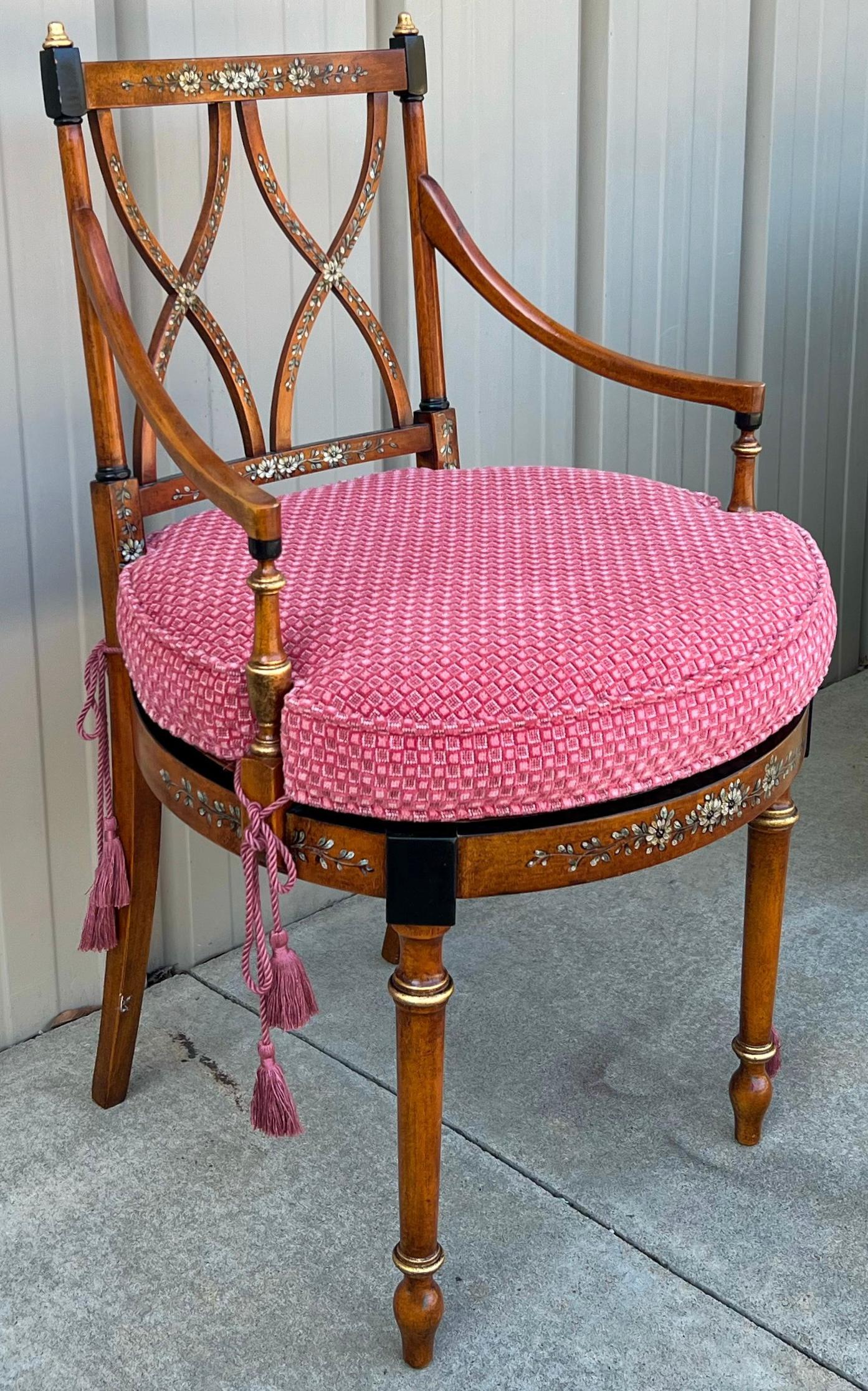 Early Adam Style Satinwood Painted and Caned Bergere Chairs - Pair 4
