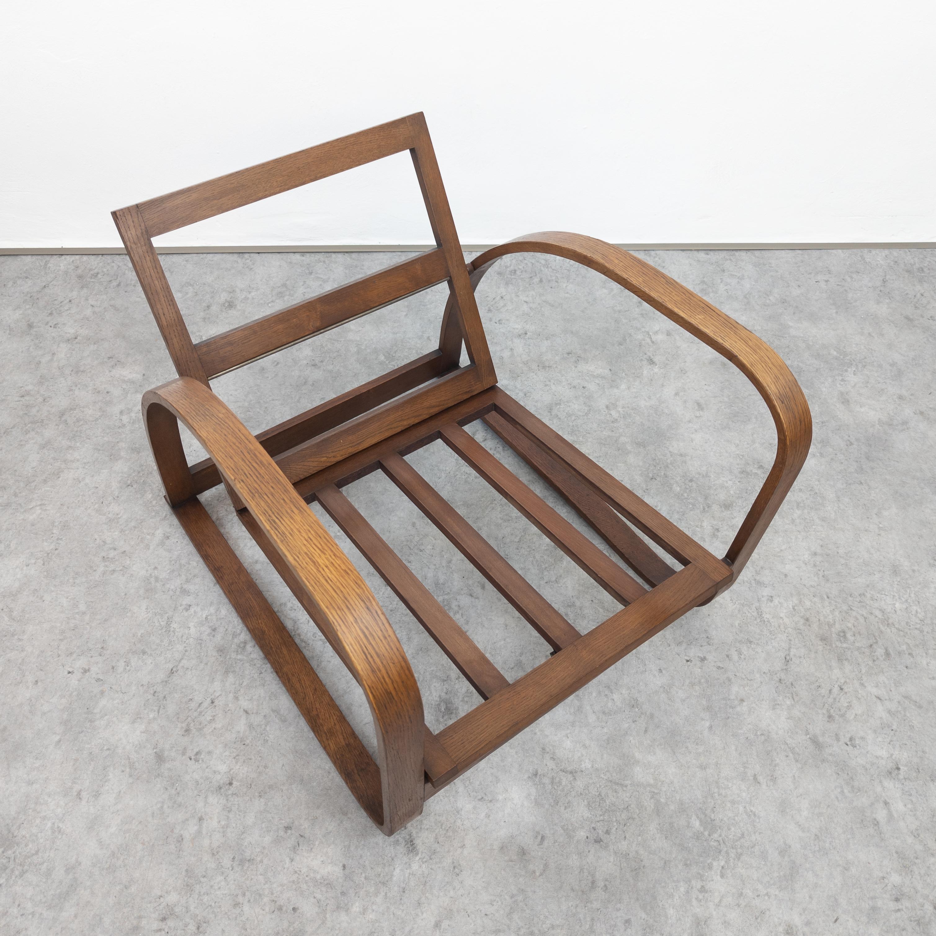 Mid-20th Century Early Adjustable Lounge Chair by Jindrich Halabala for Up Zavody