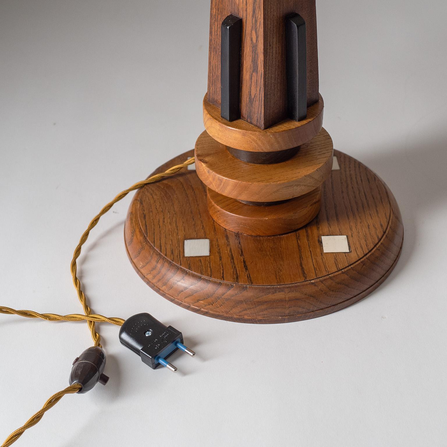 Early Adnet Table Lamp, circa 1925, Oak, Parchment Shade 2